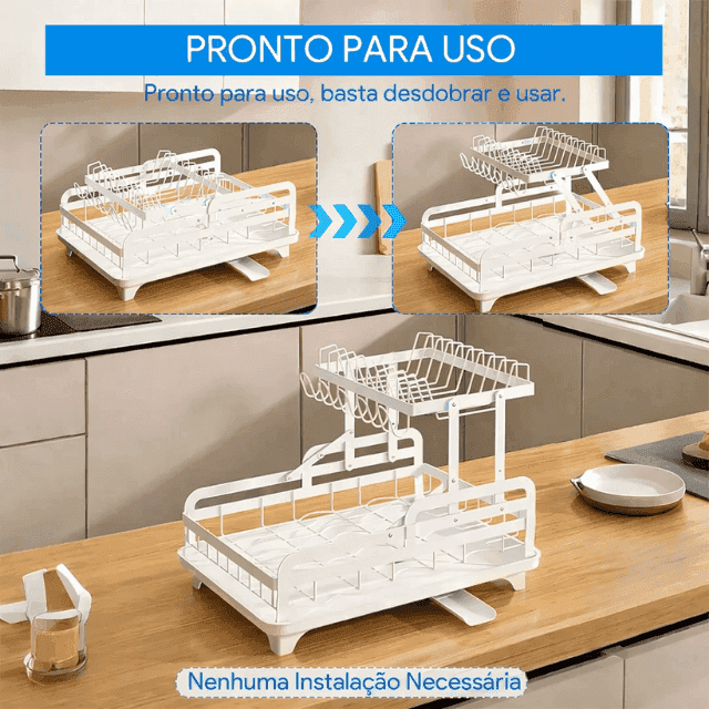Escorredor de Aço Inox Multifuncional com Kit de Utensílios de Cozinha