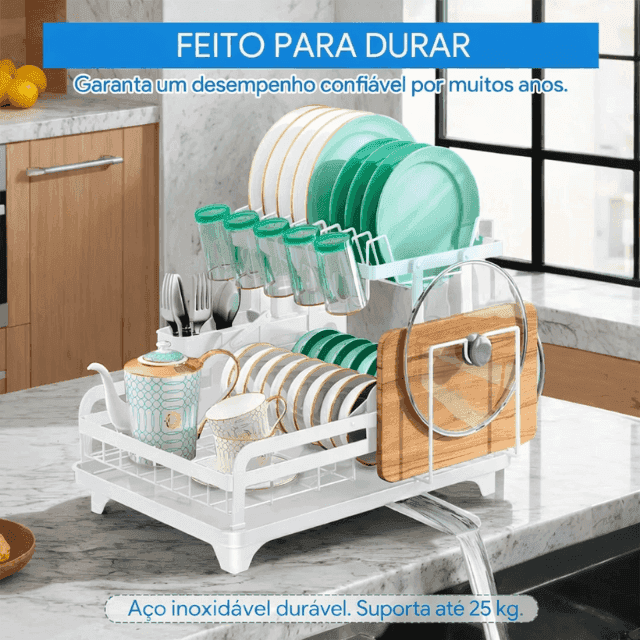 Escorredor de Aço Inox Multifuncional com Kit de Utensílios de Cozinha