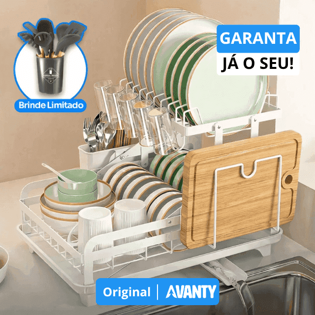 Escorredor de Aço Inox Multifuncional com Kit de Utensílios de Cozinha